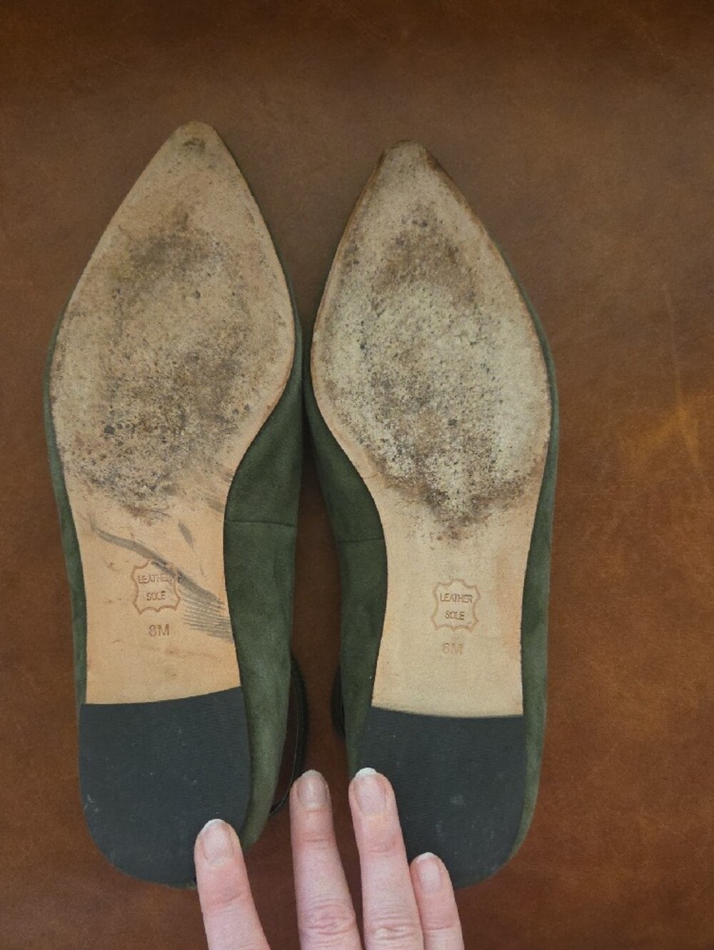 Tory Burch Ashton T-Strap Flats, Olive Green, Size 8M - Picture 7 of 9